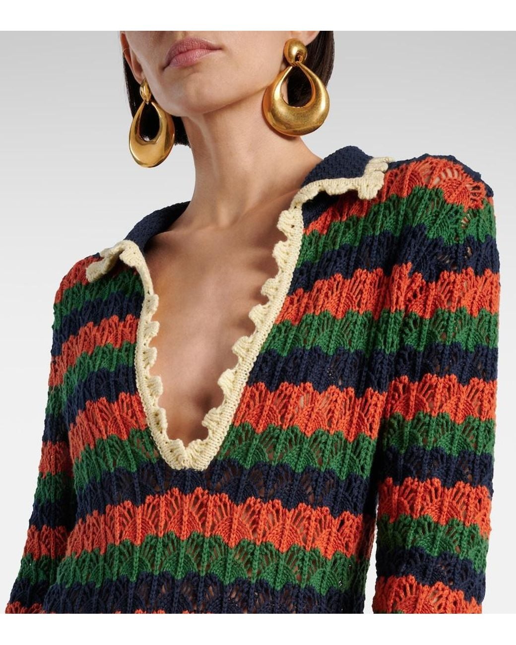 LaDoubleJ Multicolor Perry Crochet Cotton Polo Dress