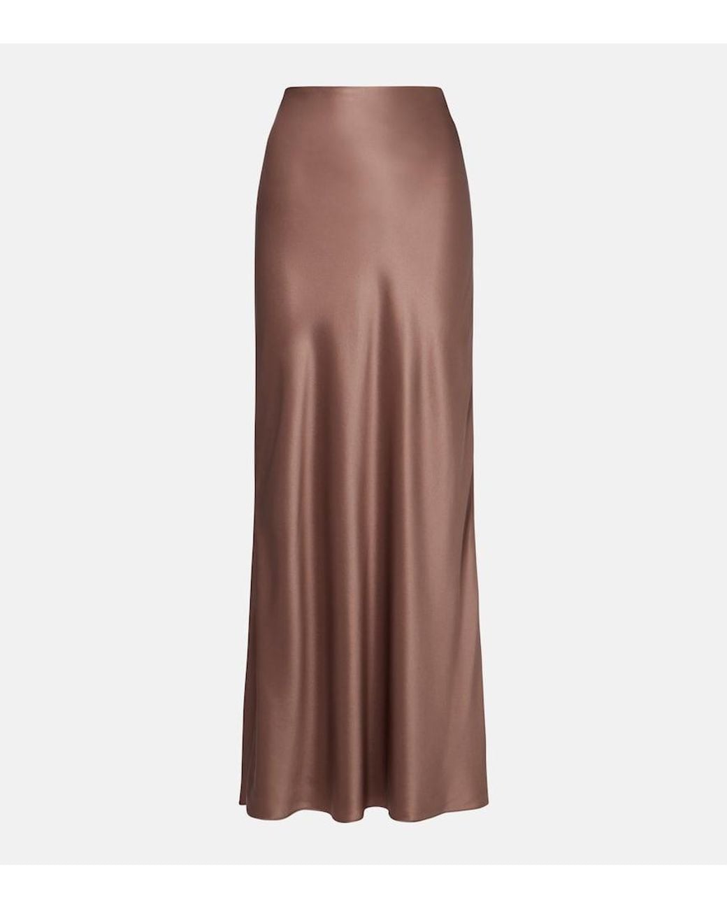 The Sei Brown Silk Satin Maxi Skirt