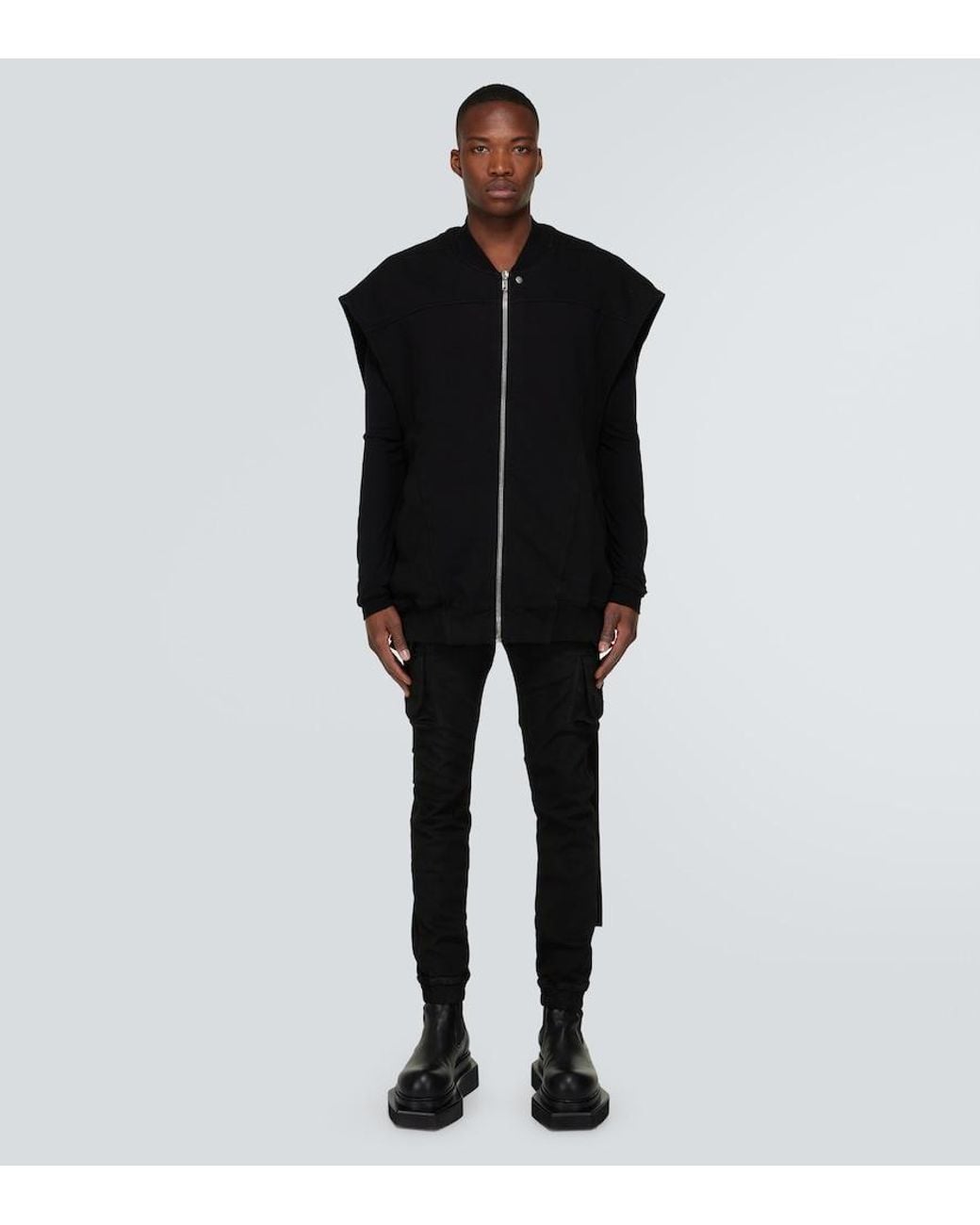 Rick Owens Black Oversized Cotton Jersey Vest for men
