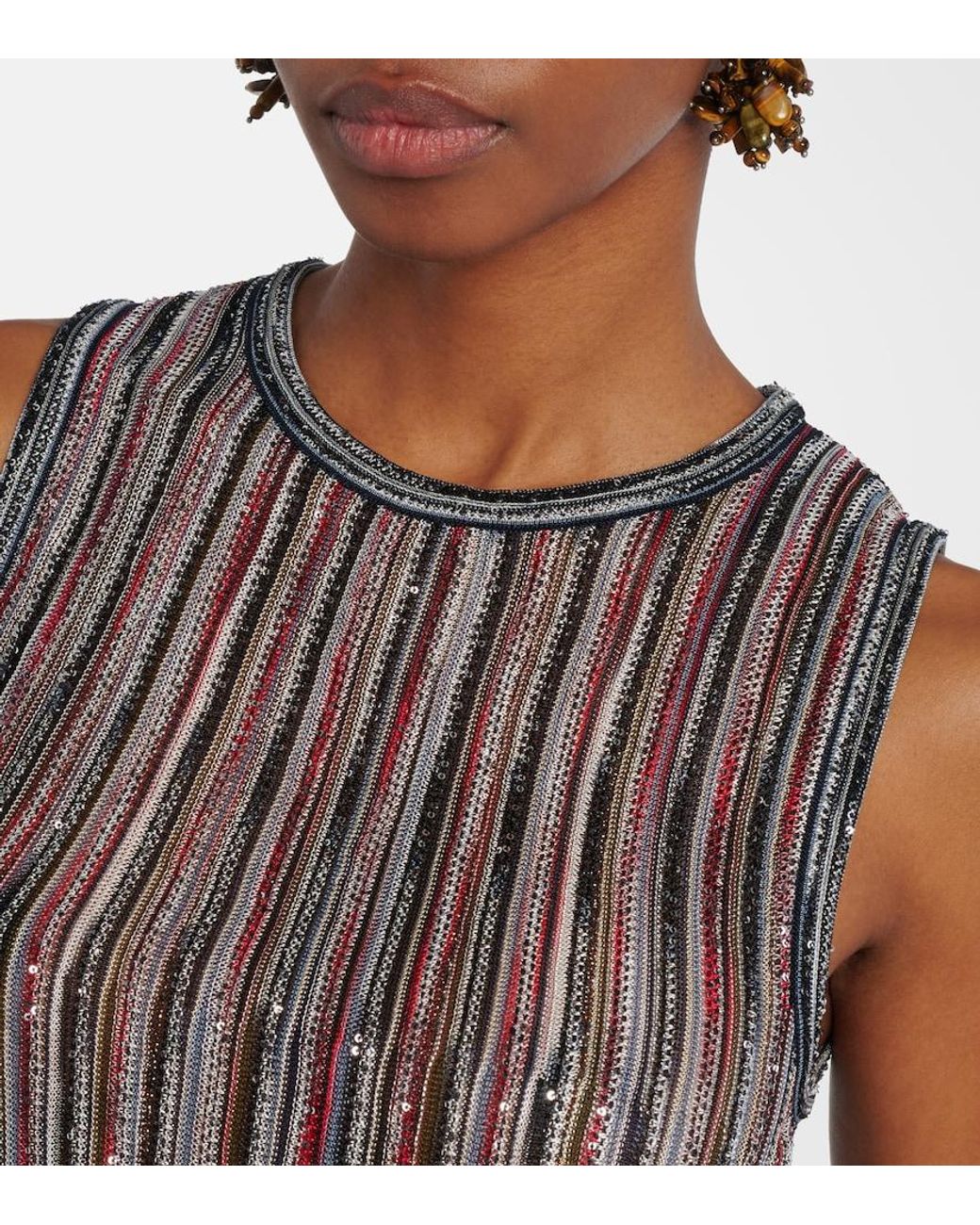 Missoni Multicolor Sequined Striped Lame Top