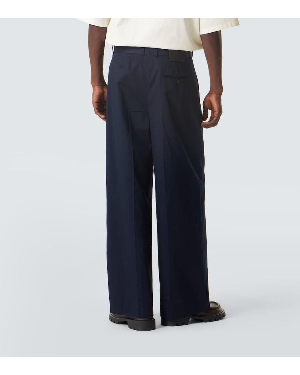 Loewe Blue Pleated Cotton Gabardine Wide-Leg Pants for men