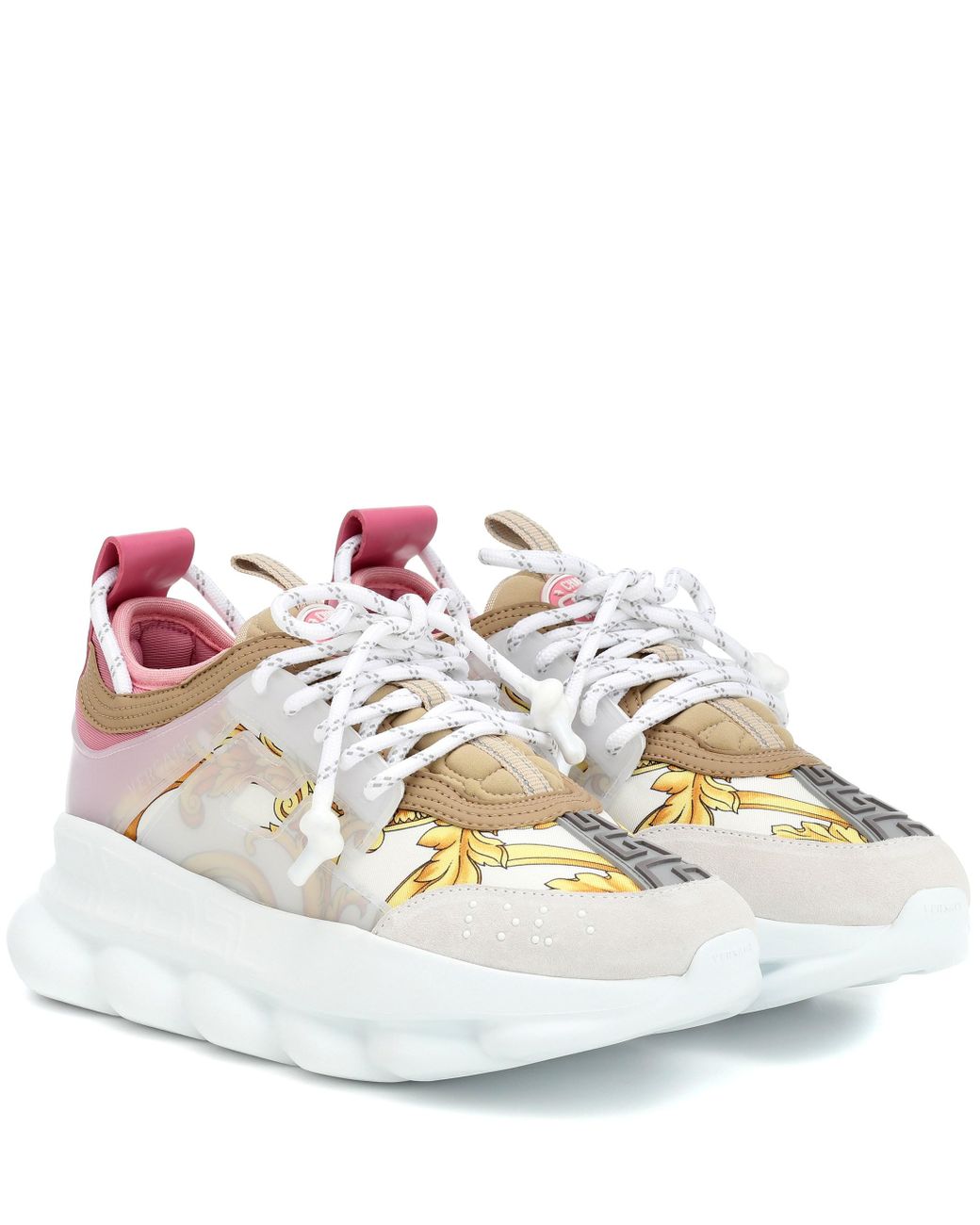 Versace Chain Reaction Floral Print Sneakers in White for Men | Lyst
