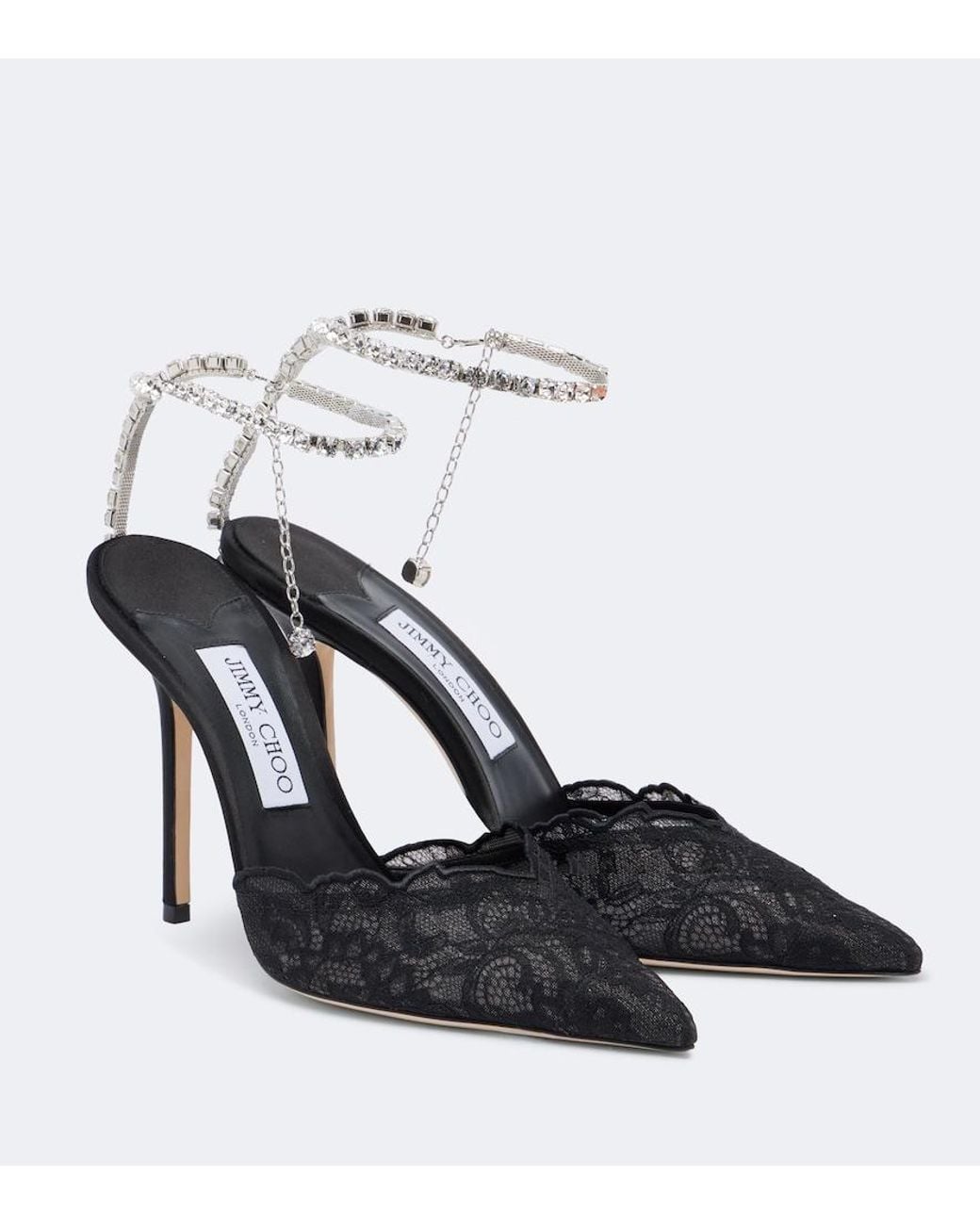 Jimmy Choo Blue Saeda Embellished Lace Pumps