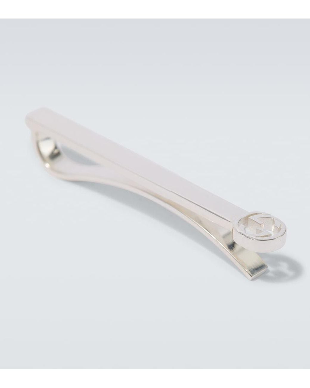 Gucci White Interlocking G 925 Sterling Tie Bar for men