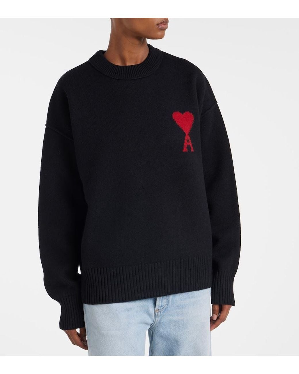 AMI Black Ami De Cour Virgin Wool Sweater
