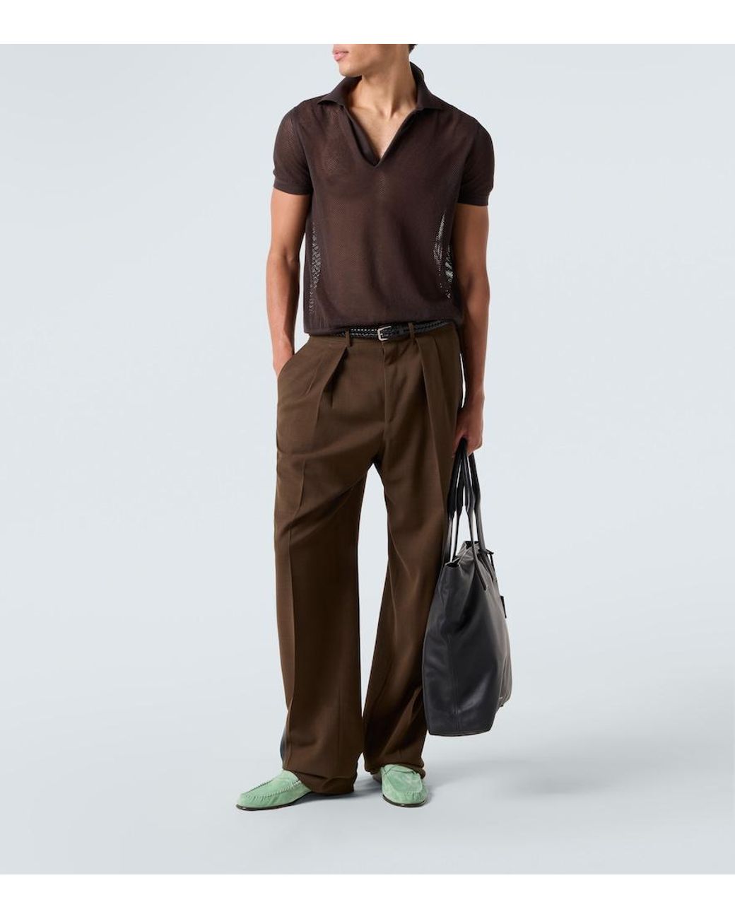 Tom Ford Brown Semi-Sheer Cotton And Silk Polo Shirt for men