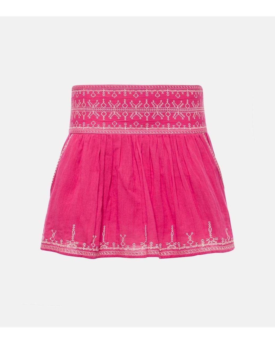 Isabel Marant Pink Picadilia Smocked Cotton Miniskirt