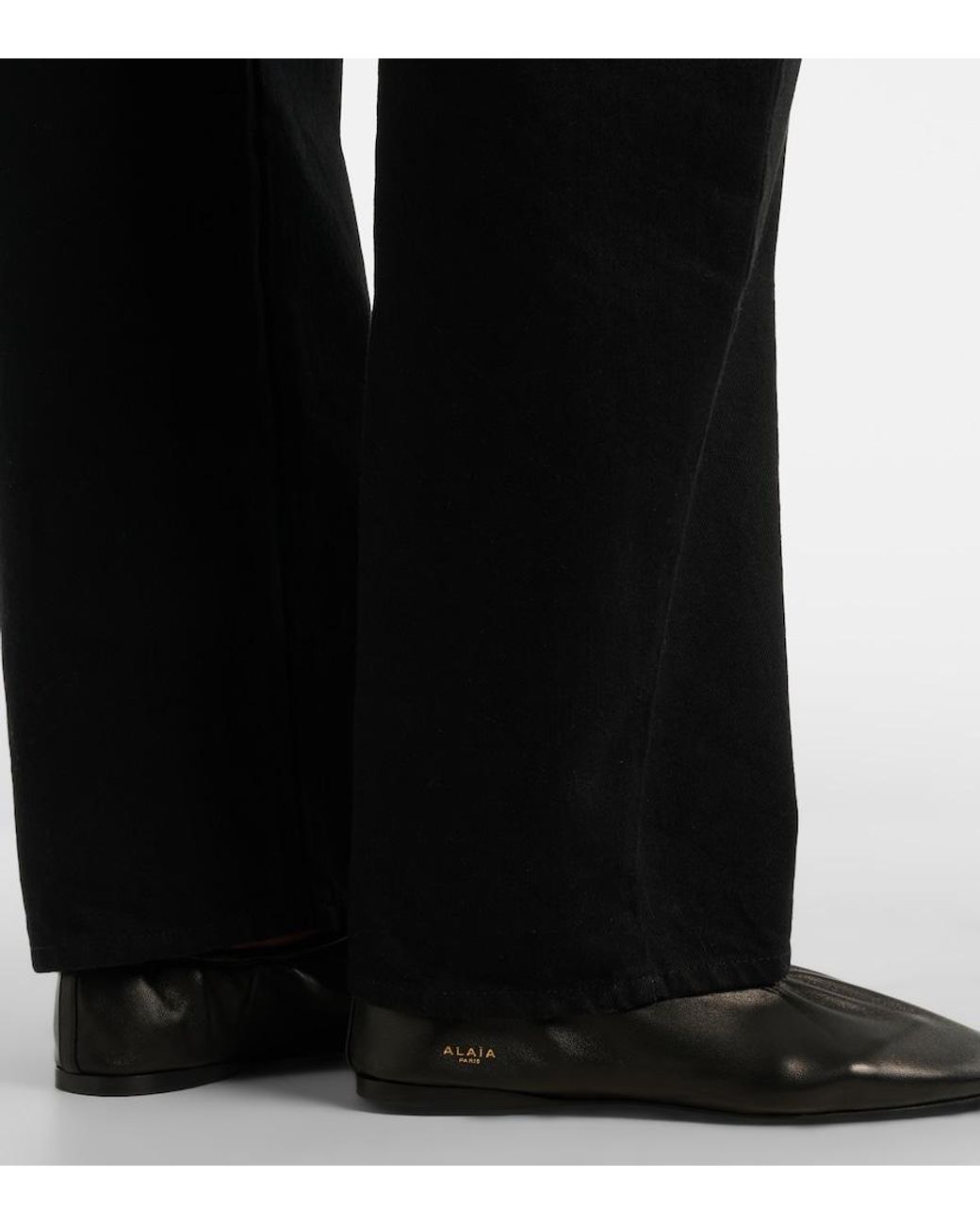 Alaïa Black Leather Ballet Flats