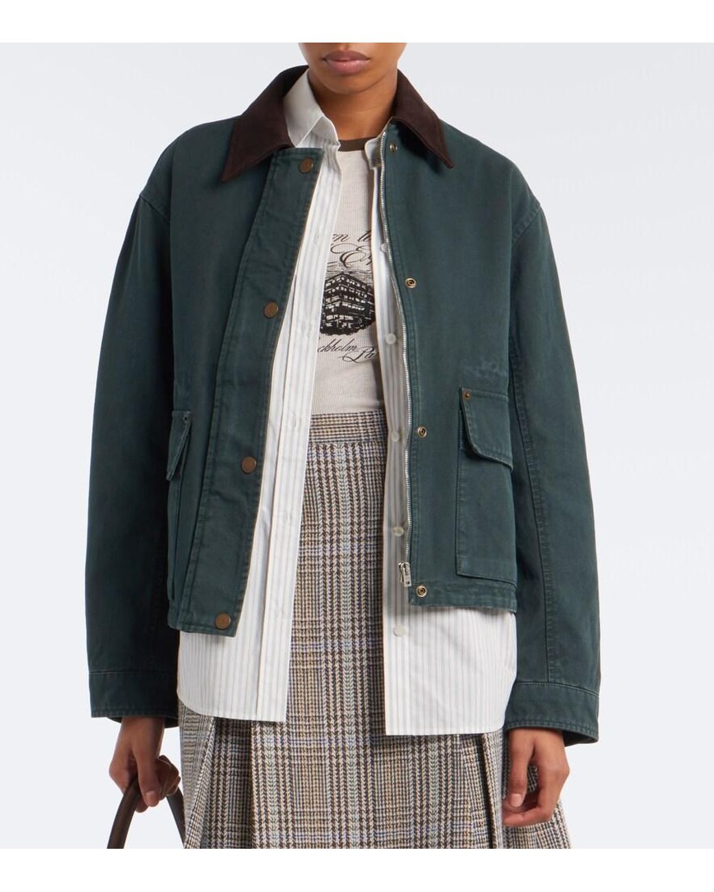 Acne Black Suede-Trimmed Cotton Canvas Jacket