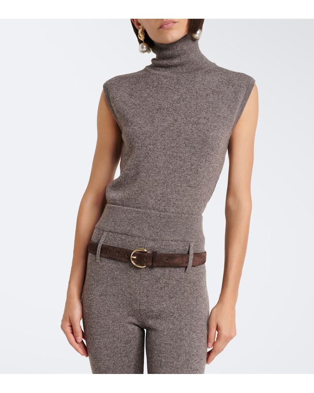 Magda Butrym Brown Wool Turtleneck Sweater
