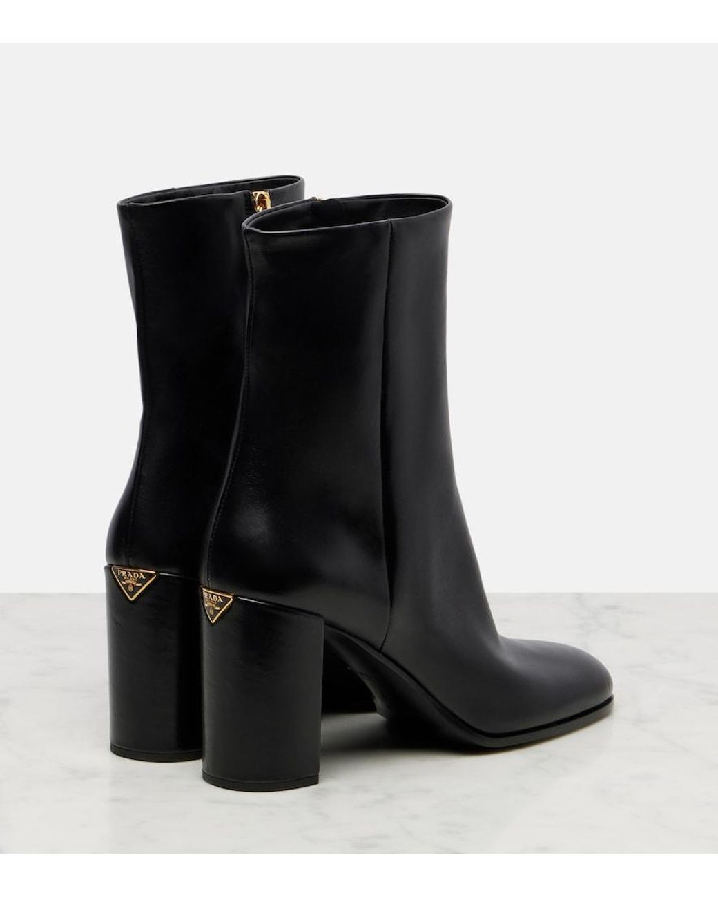 Prada Black Ankle Boots 85 Aus Leder
