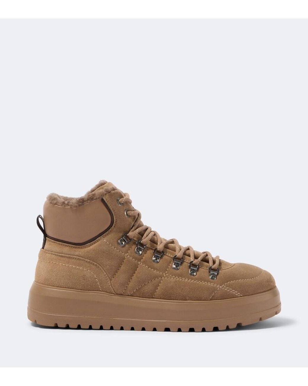 Bogner Brown Antwerp Shearling-Lined Suede Lace-Up Boots for men