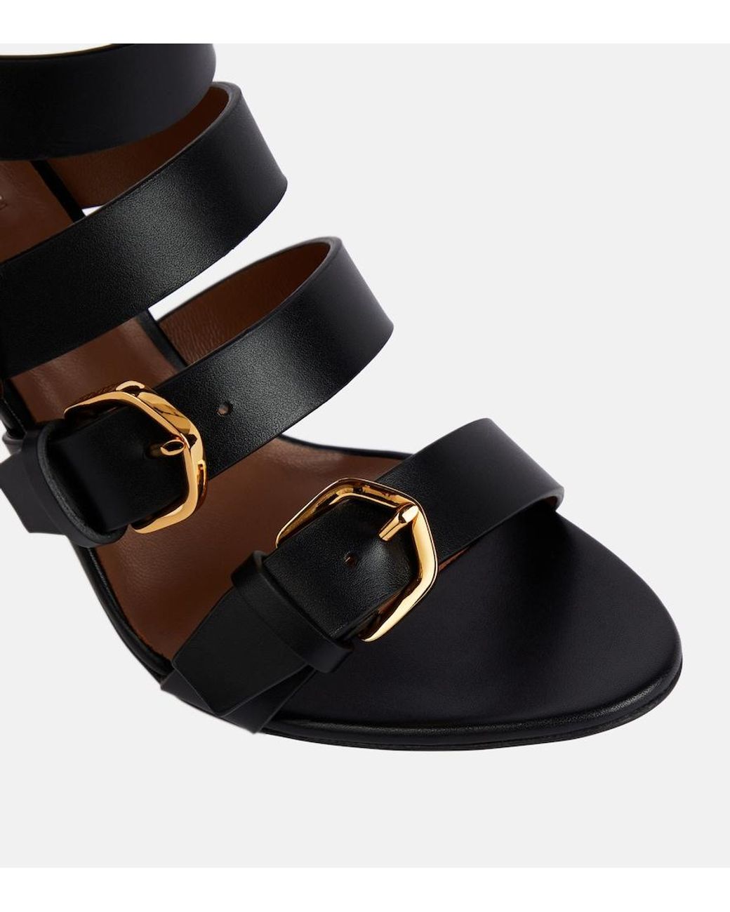 Alaïa Black Buckle Leather Sandals
