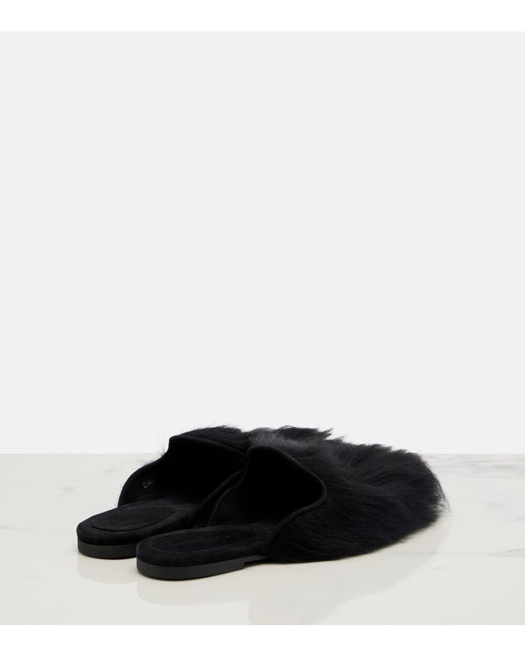 Dolce & Gabbana Black Shearling Mules
