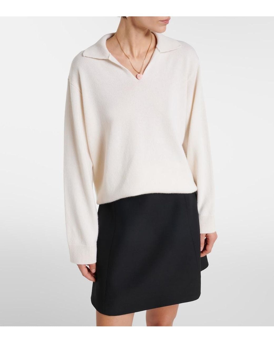 Valentino White Cashmere Polo Sweater