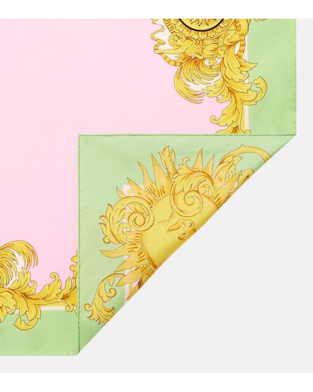 Versace Yellow Printed Silk Twill Scarf