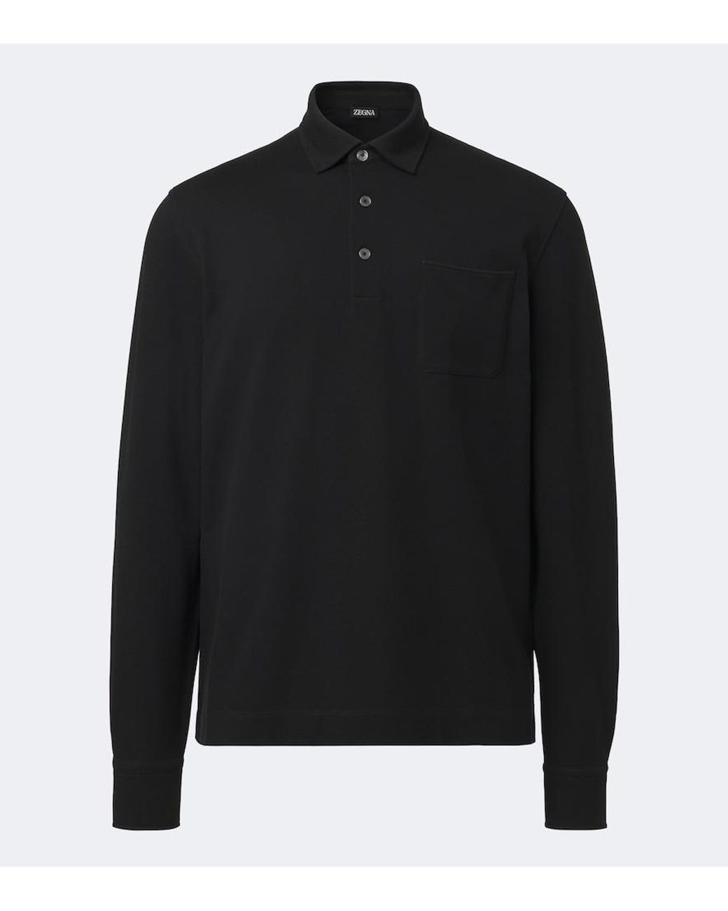 Zegna Black Cotton Pique Polo Shirt for men