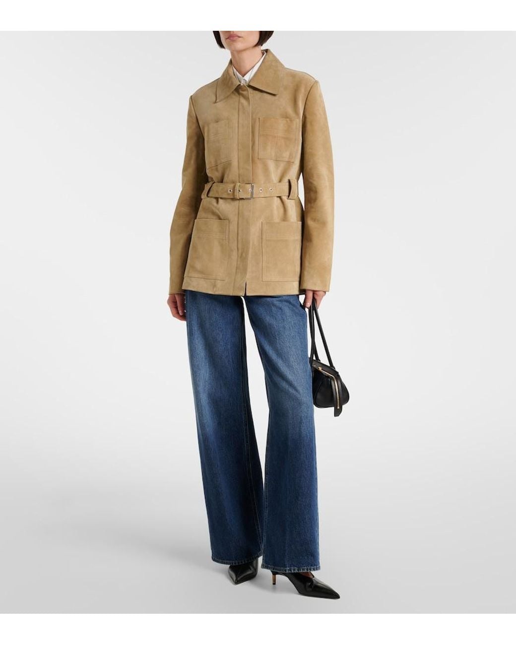 Tory Burch Natural Belted Suede Jacket