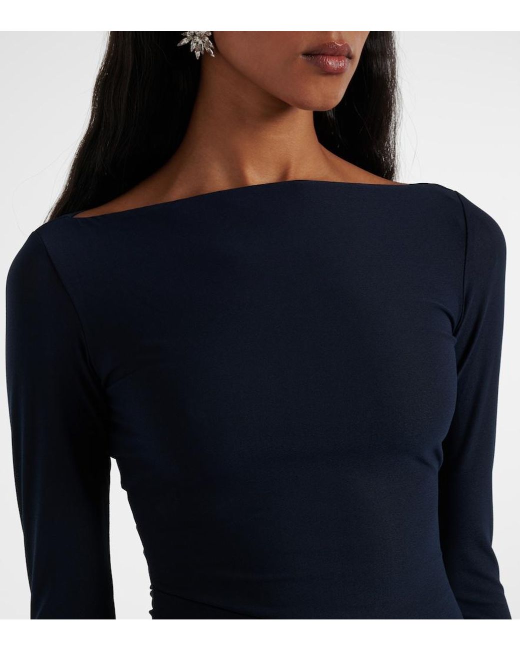 Alex Perry Blue Semi-Sheer Gathered Gown