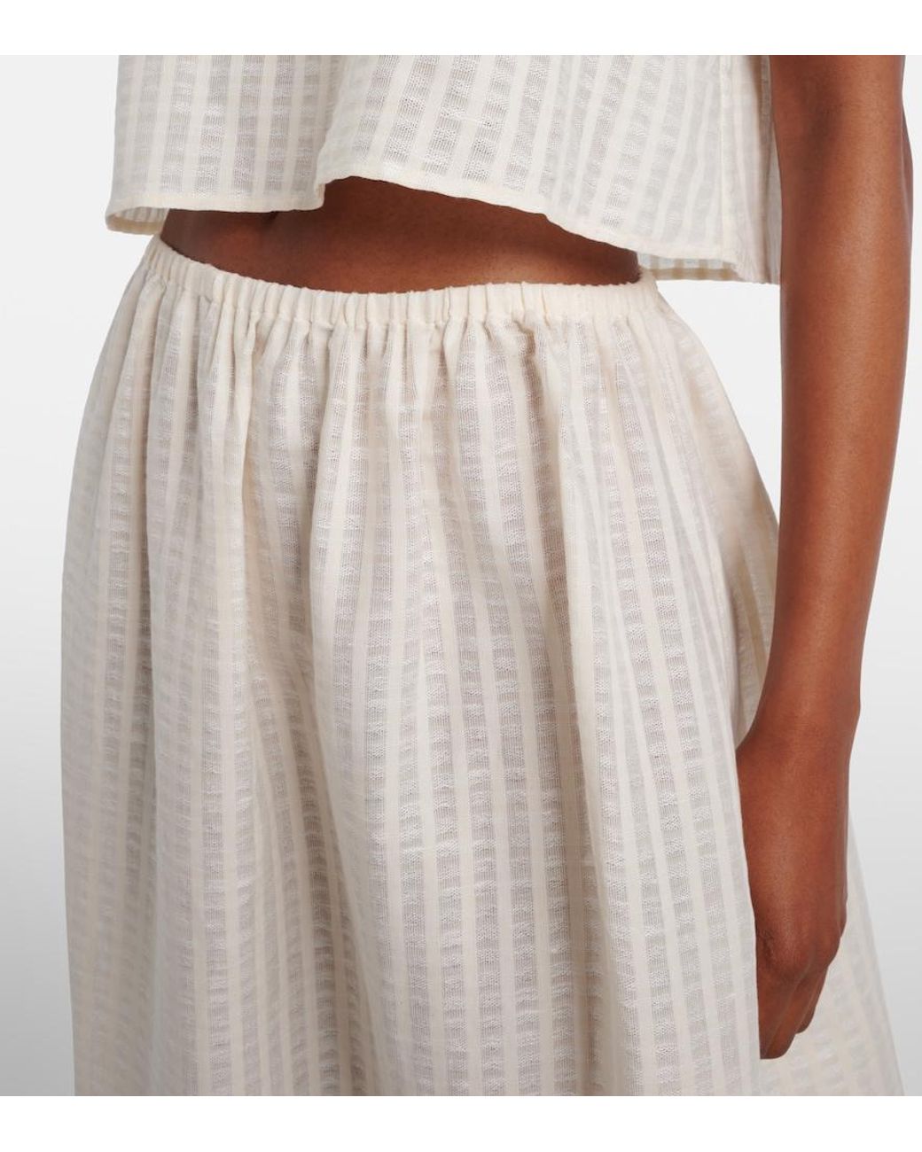 Asceno White Rafaela Cotton And Linen Maxi Skirt