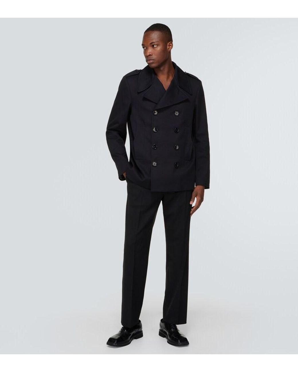 Dolce & Gabbana Blue Cotton Peacoat for men