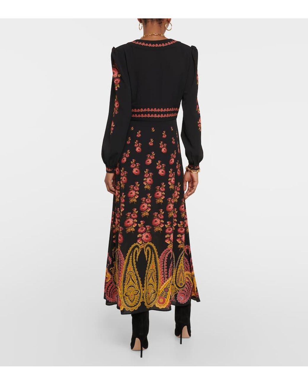Etro Paisley Midi Dress in Black | Lyst