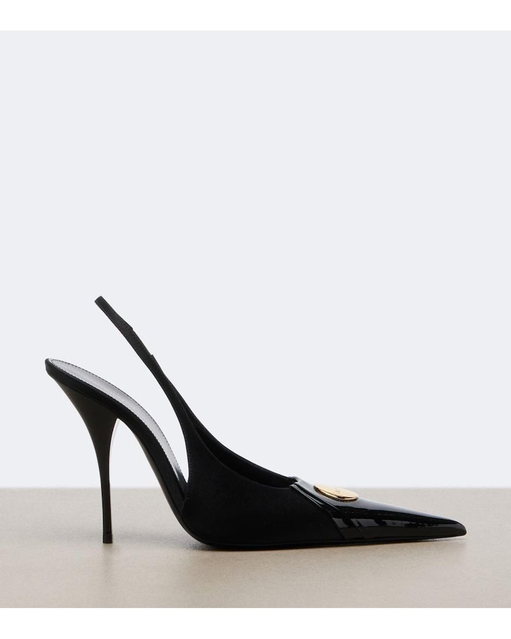 Saint Laurent Black Louis Satin Slingback Pumps