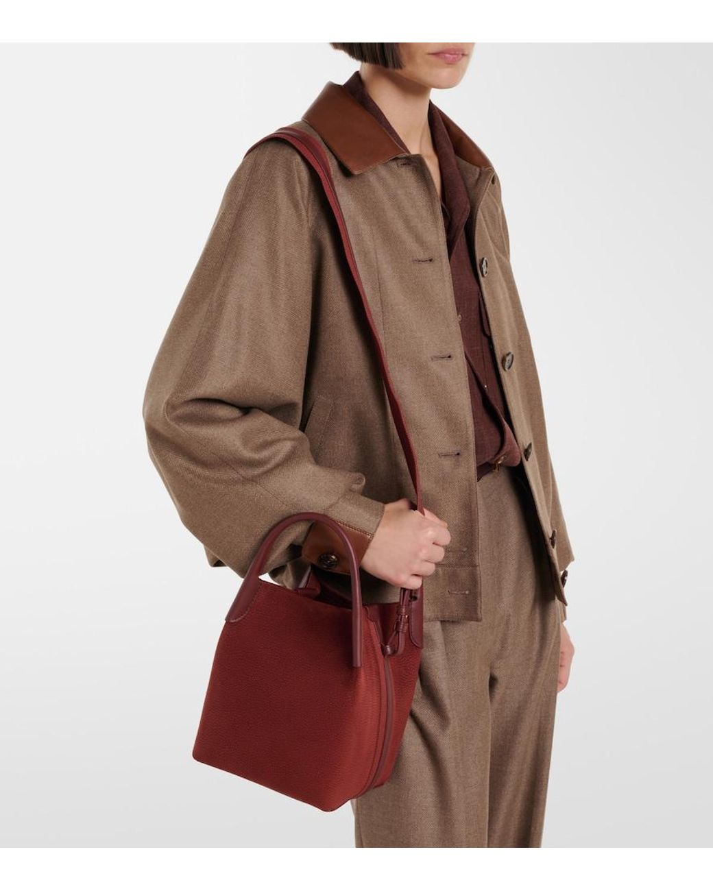 Loro Piana Red Bale Small Leather Top-Handle Bag