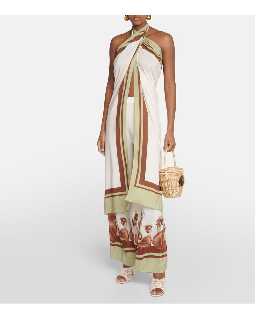Adriana Degreas Metallic Arisaema Halterneck Top