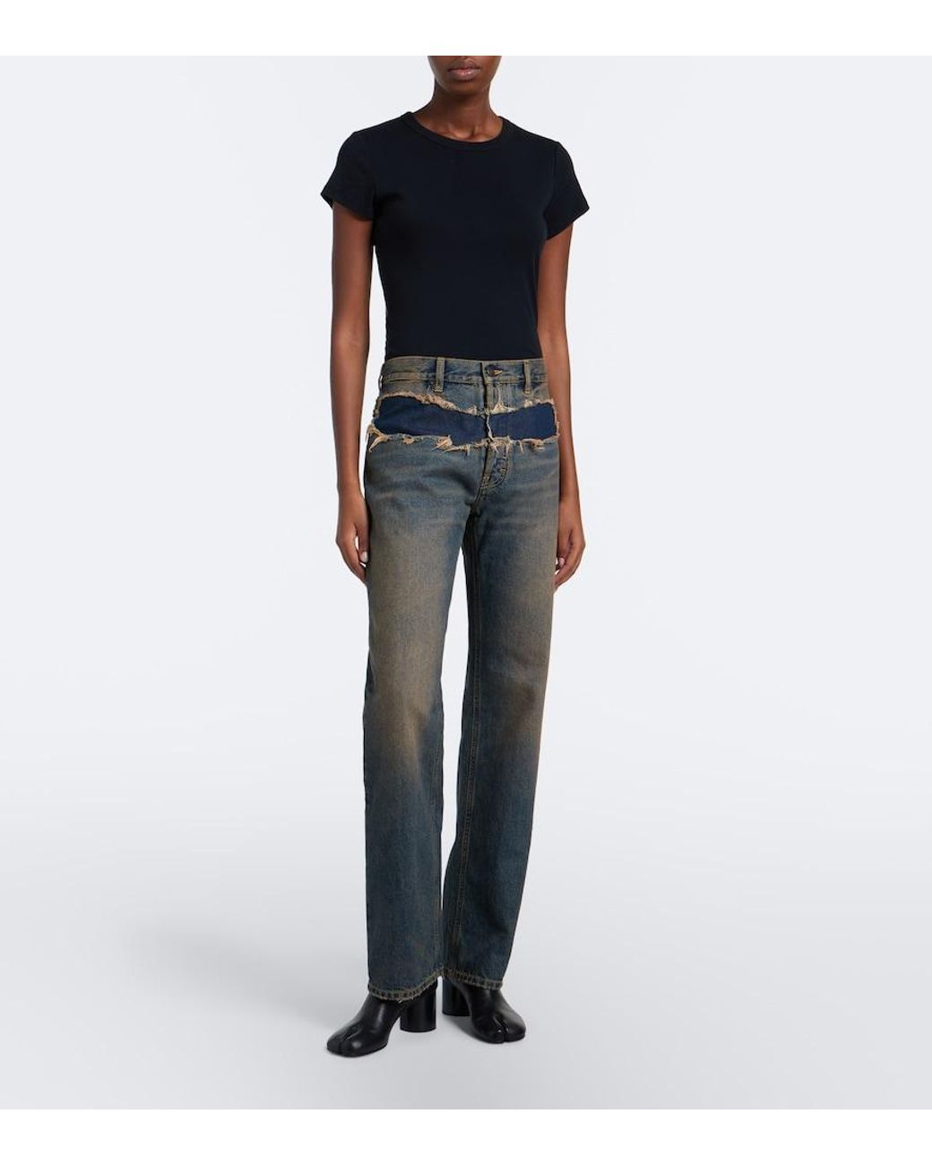 Maison Margiela Gray Distressed Denim Straight Jeans