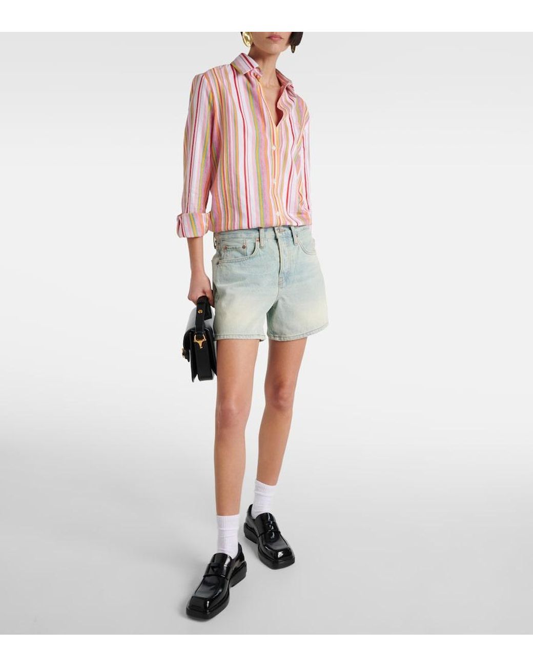 Re/done Blue Mid-Rise Denim Shorts