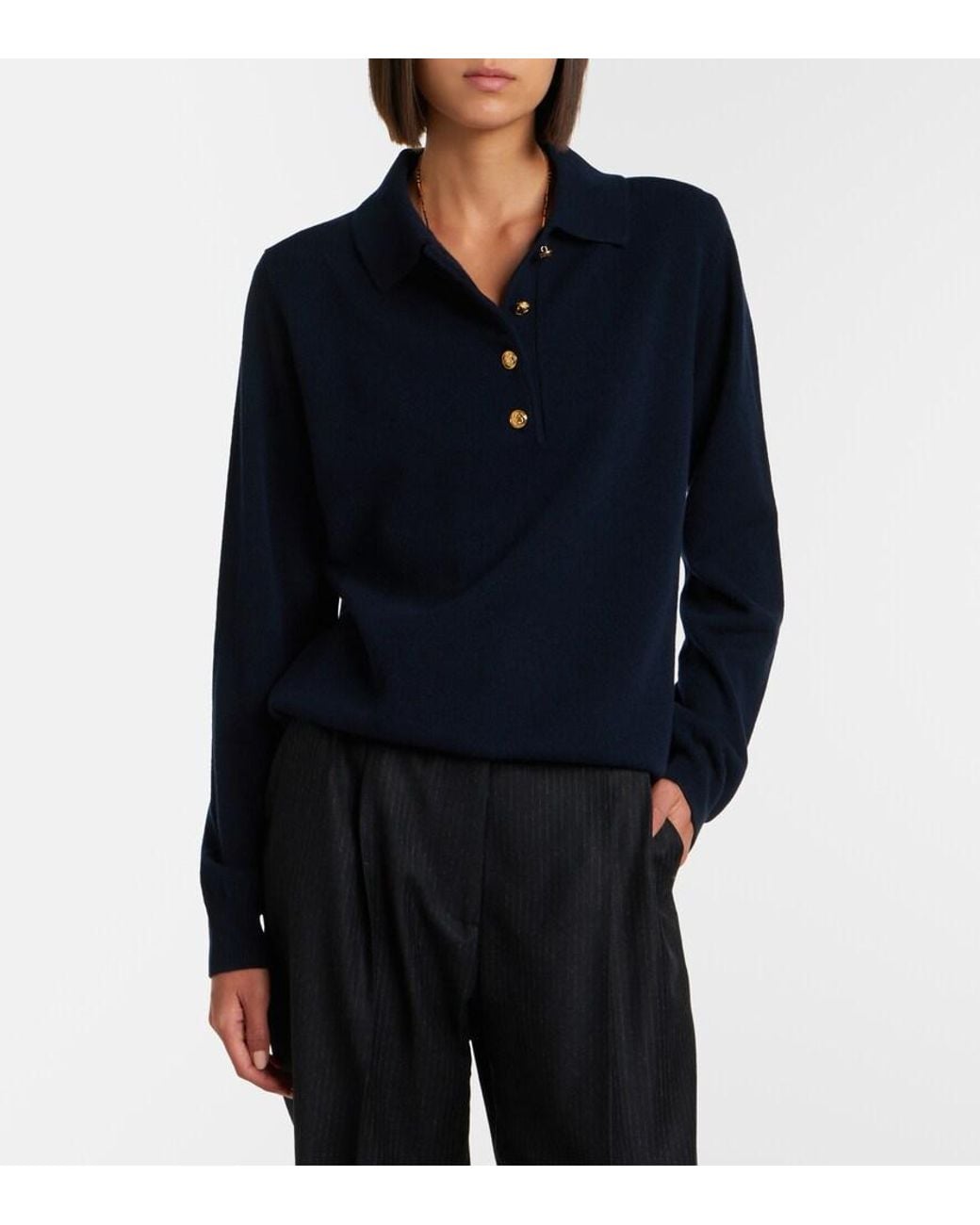 Blazé Milano Blue Highland Wool And Cashmere Polo Sweater