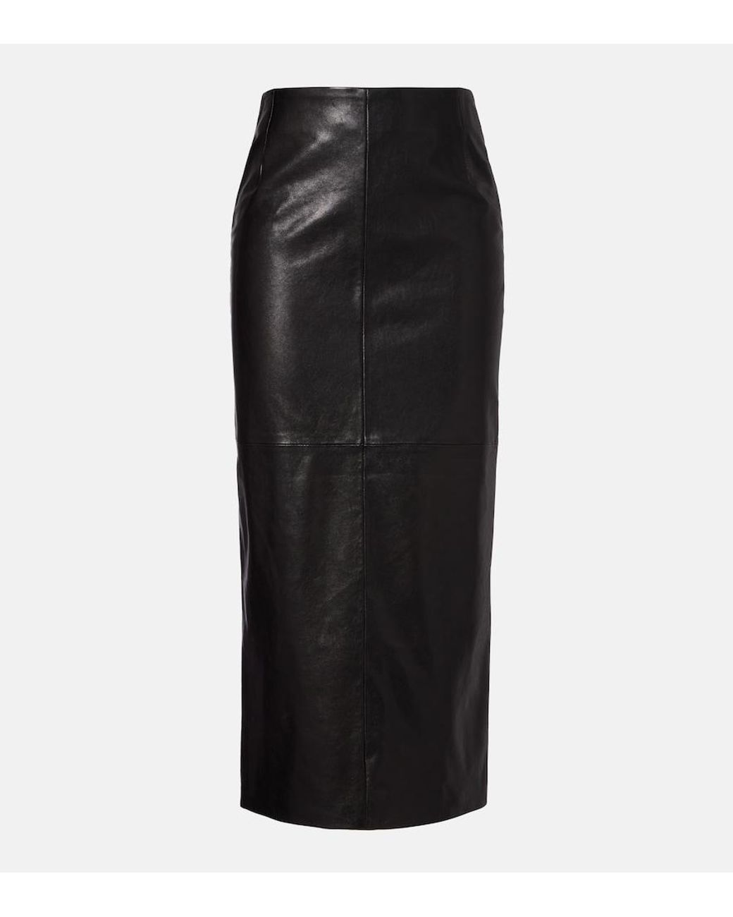Nour Hammour Black Elisse Leather Pencil Skirt