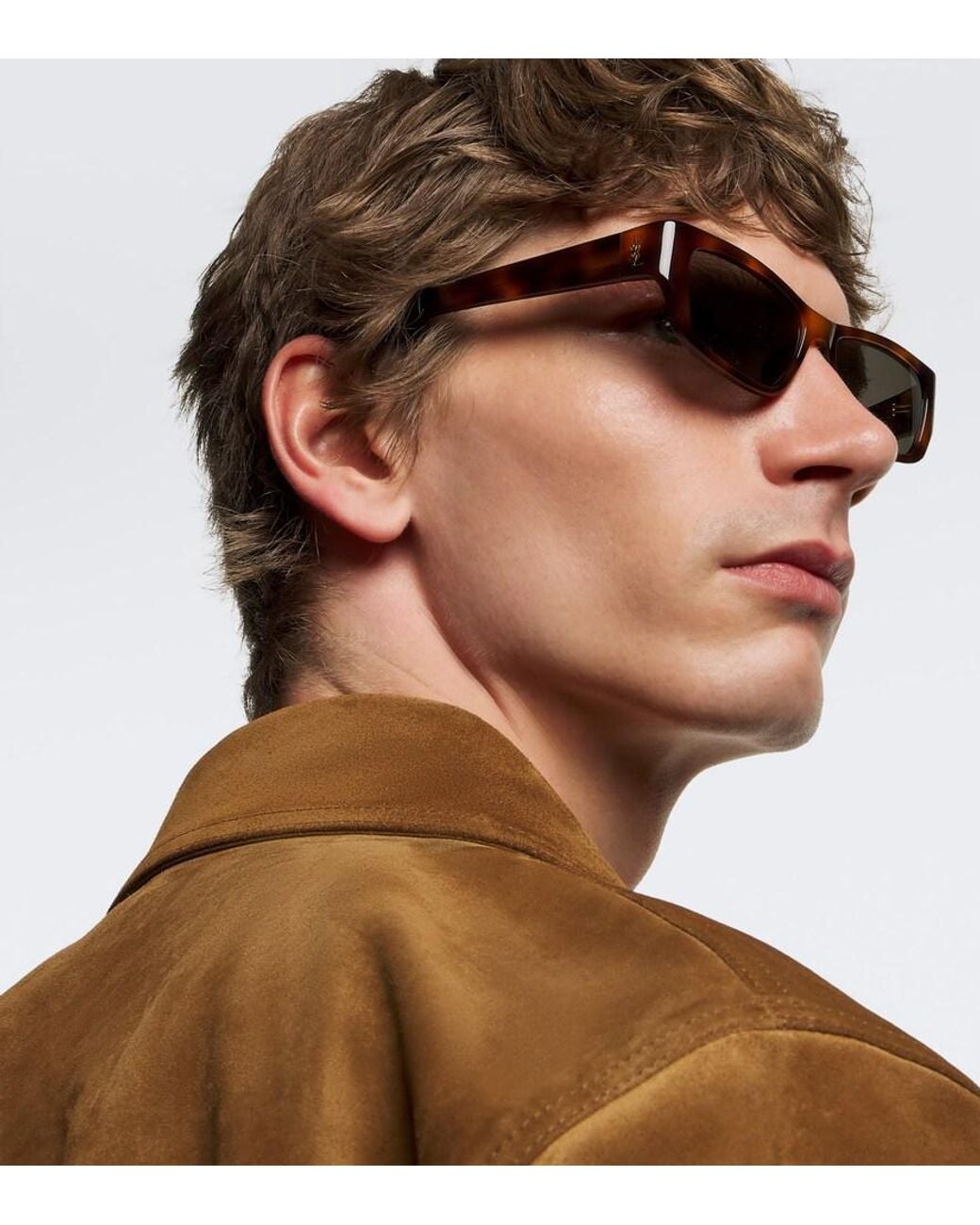 Saint Laurent Brown Sl M182 Jazz Rectangular Sunglasses for men