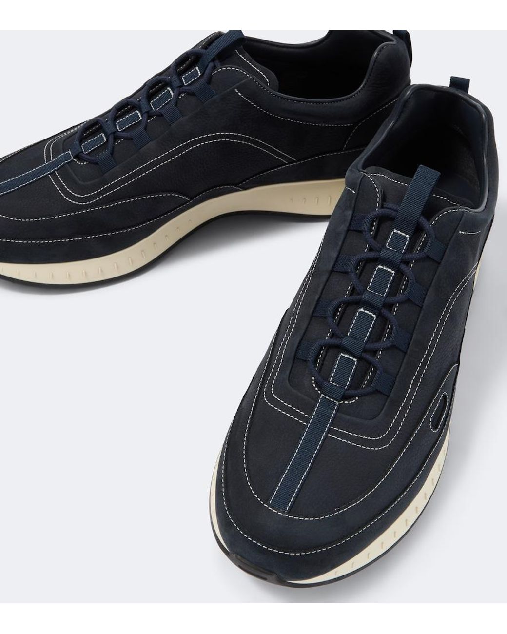 John Lobb Blue Leather Slip-On Sneakers for men