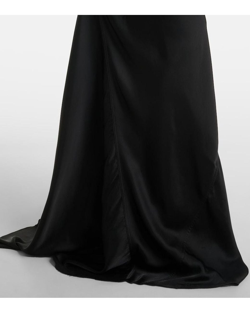 Rick Owens Black Coda Draped Satin Maxi Skirt