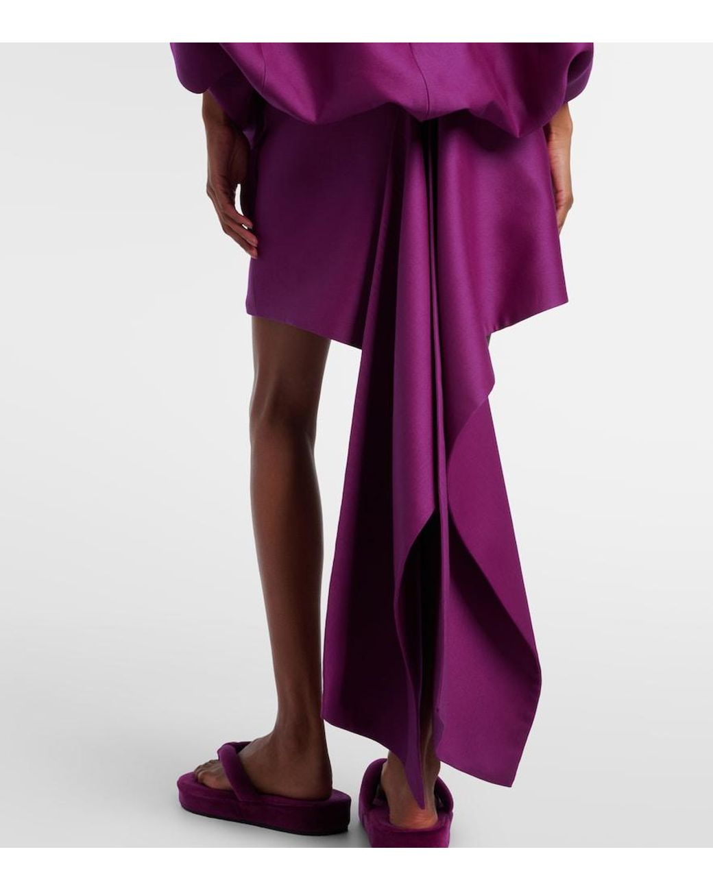 Balenciaga Purple Off-Shoulder Wool And Silk Minidress