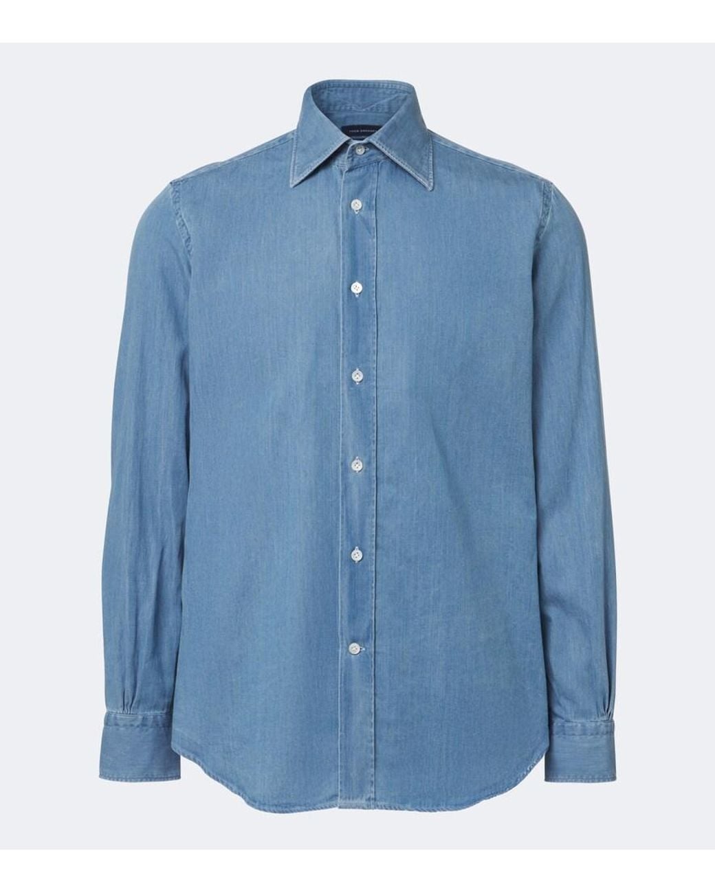 Thom Sweeney Blue Lecce Denim Shirt for men