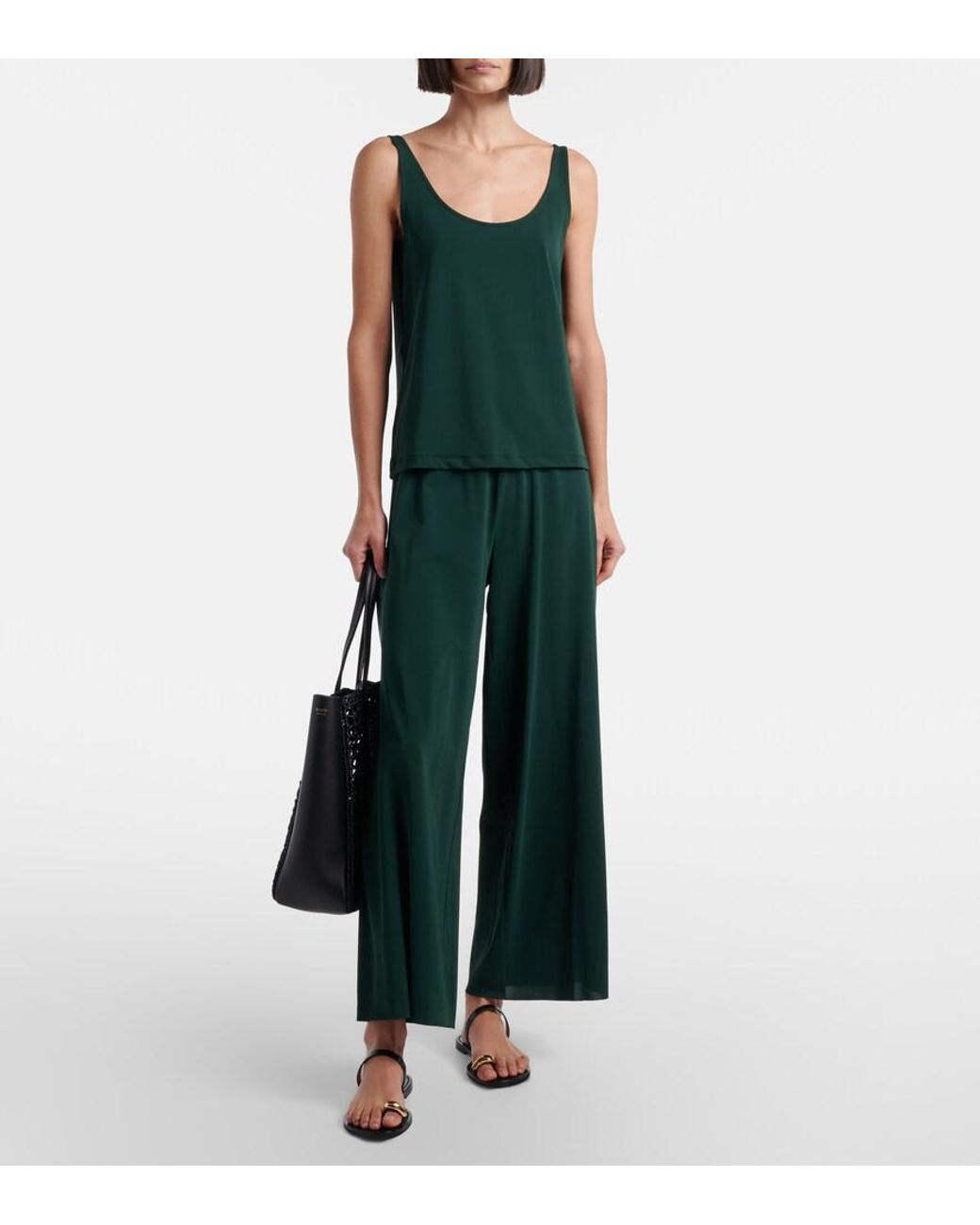 Eres Green Zelie Jersey Wide-Leg Pants