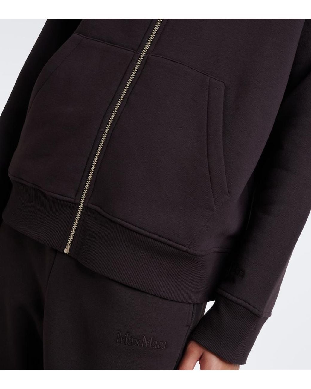 Max Mara Black Cotton-Blend Zip-Up Hoodie