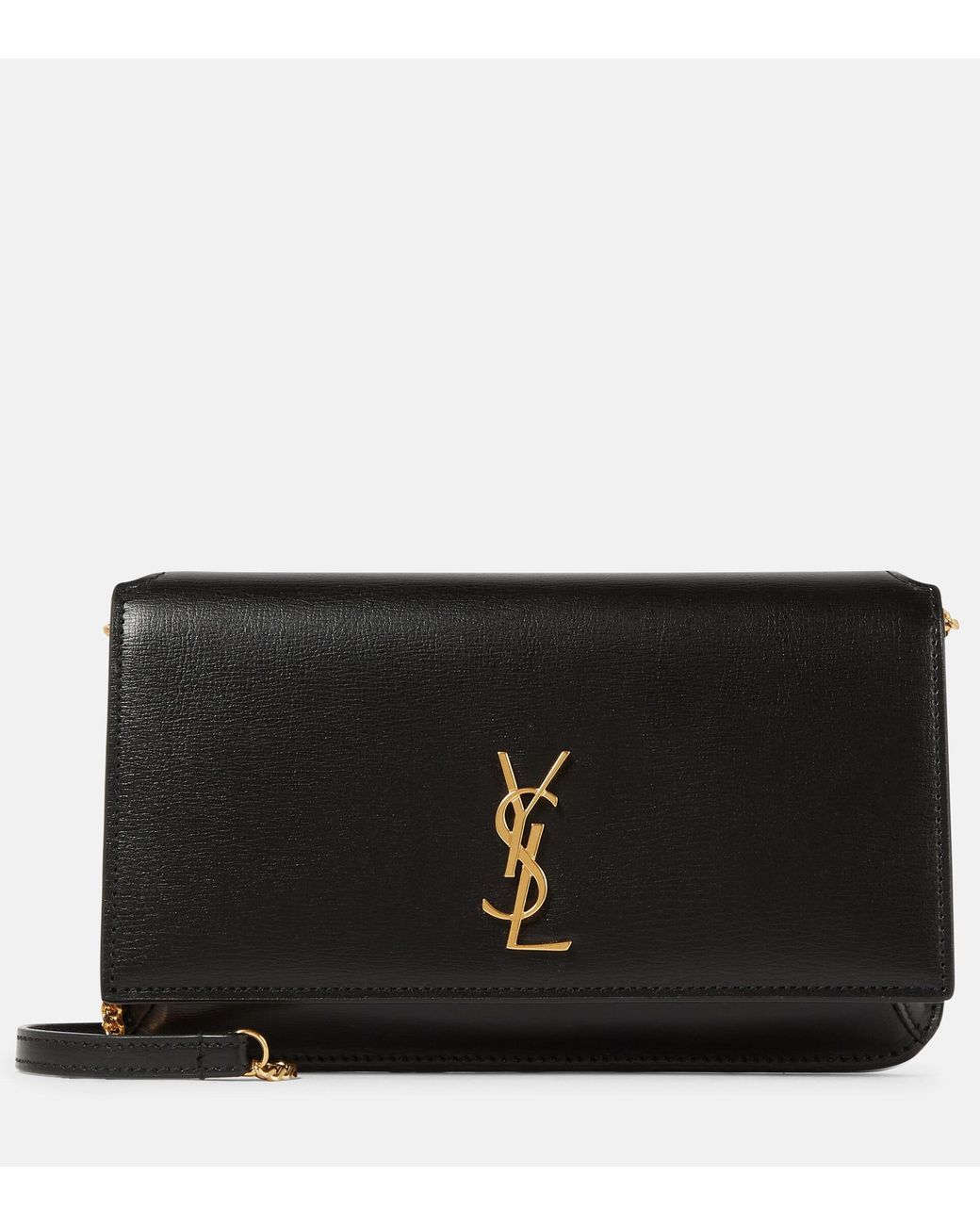 Saint Laurent Cassandre Leather Iphone Shoulder Bag in Black | Lyst