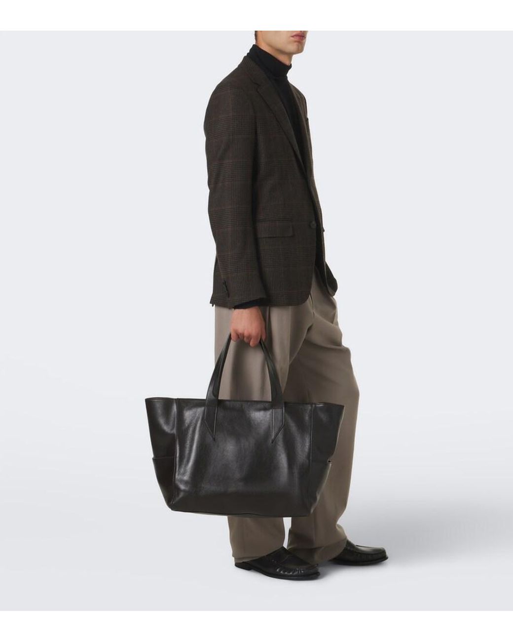 Metier Black Passerby East-West Leather Tote Bag for men
