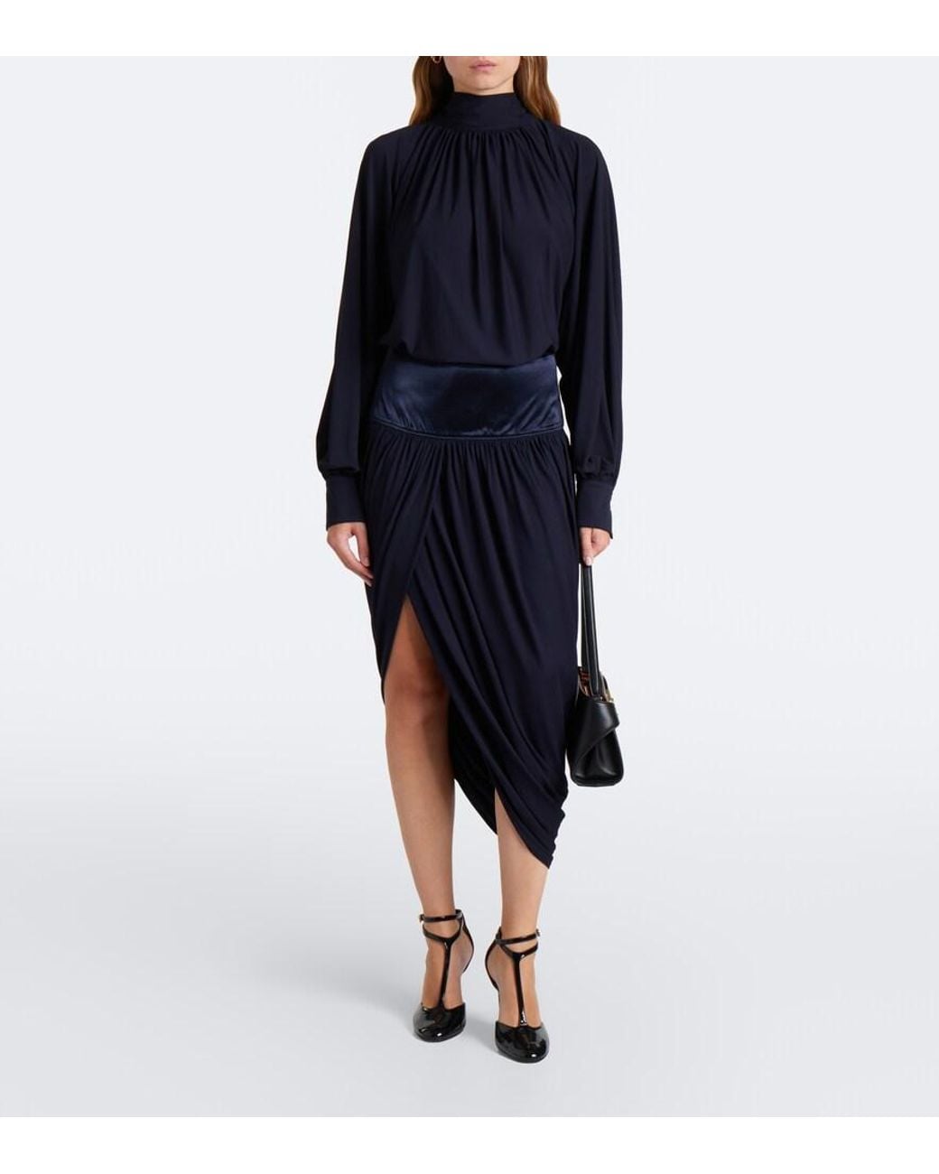 Ferragamo Blue Draped Blouse