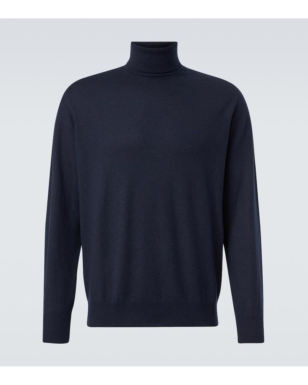 Loro Piana Blue Cashmere Turtleneck Sweater for men