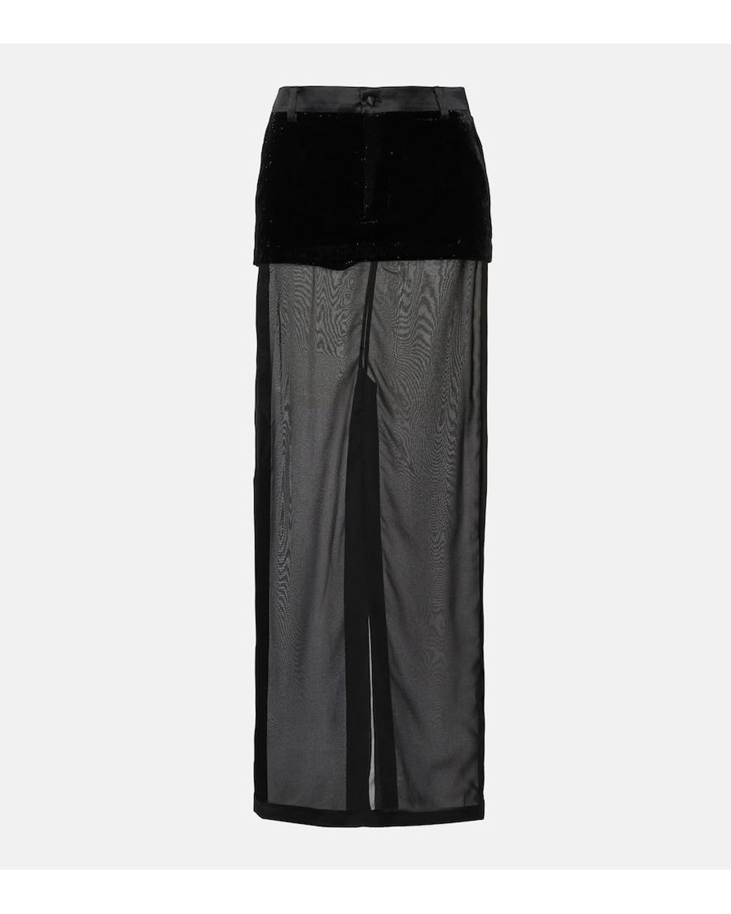 DIDU Black Mesh Maxi Skirt