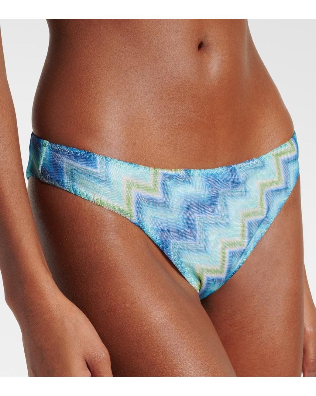 Missoni Blue Zigzag One-Shoulder Bikini