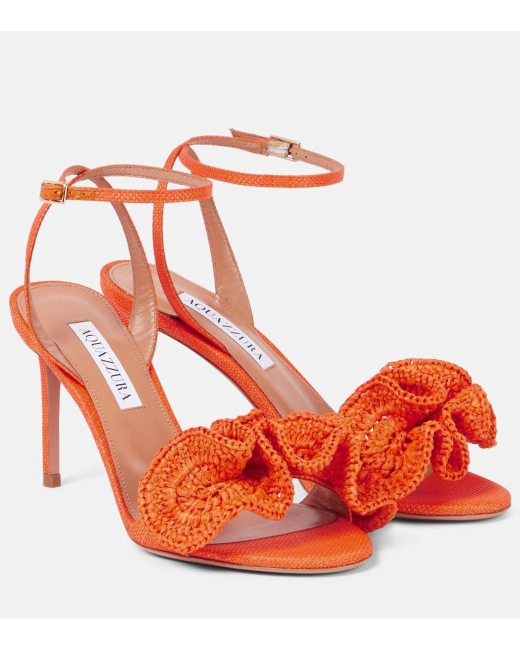 Aquazzura Red Noches Tropicales 85 Raffia Sandals