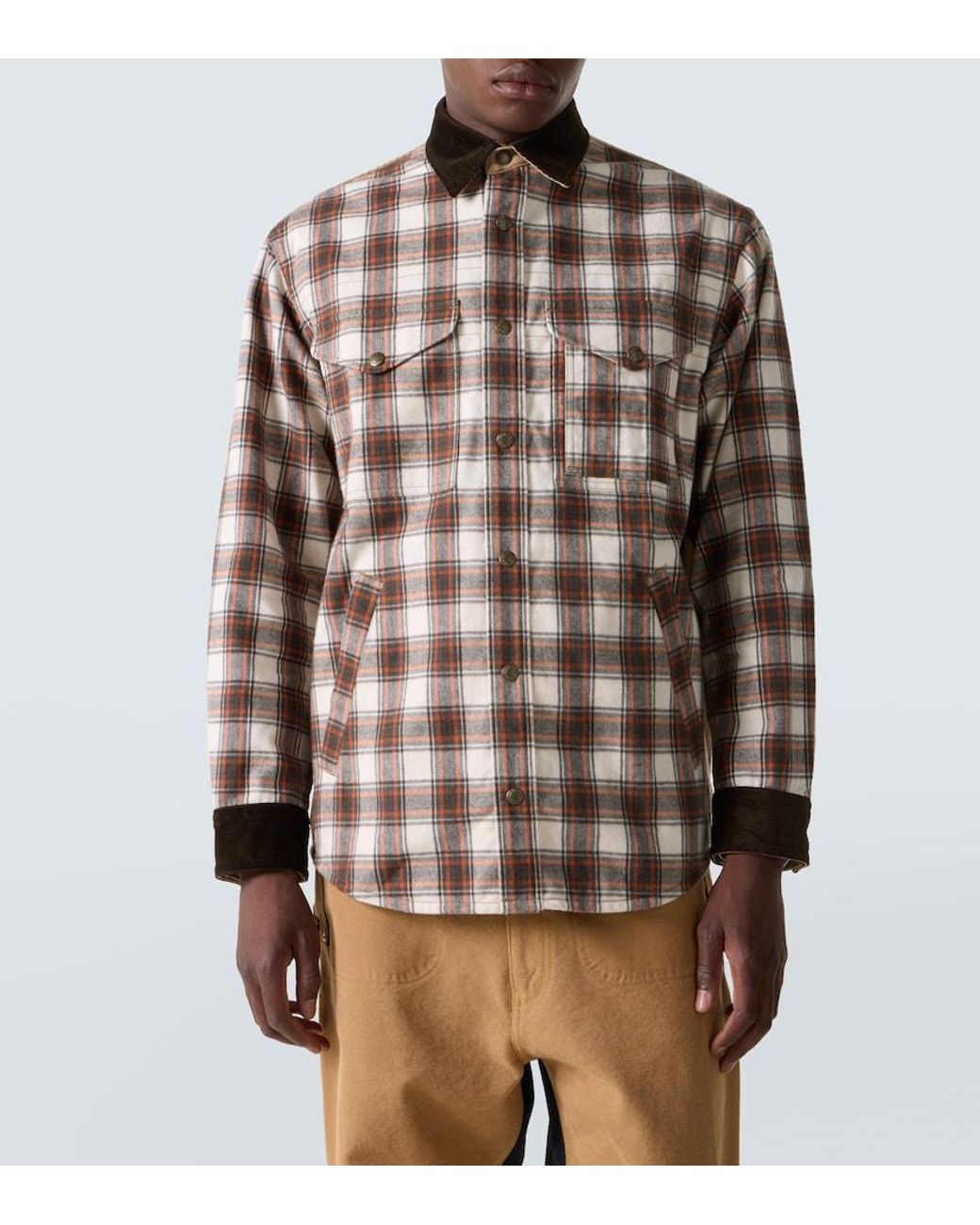 Junya Watanabe Brown Checked Cotton Flannel Jacket for men