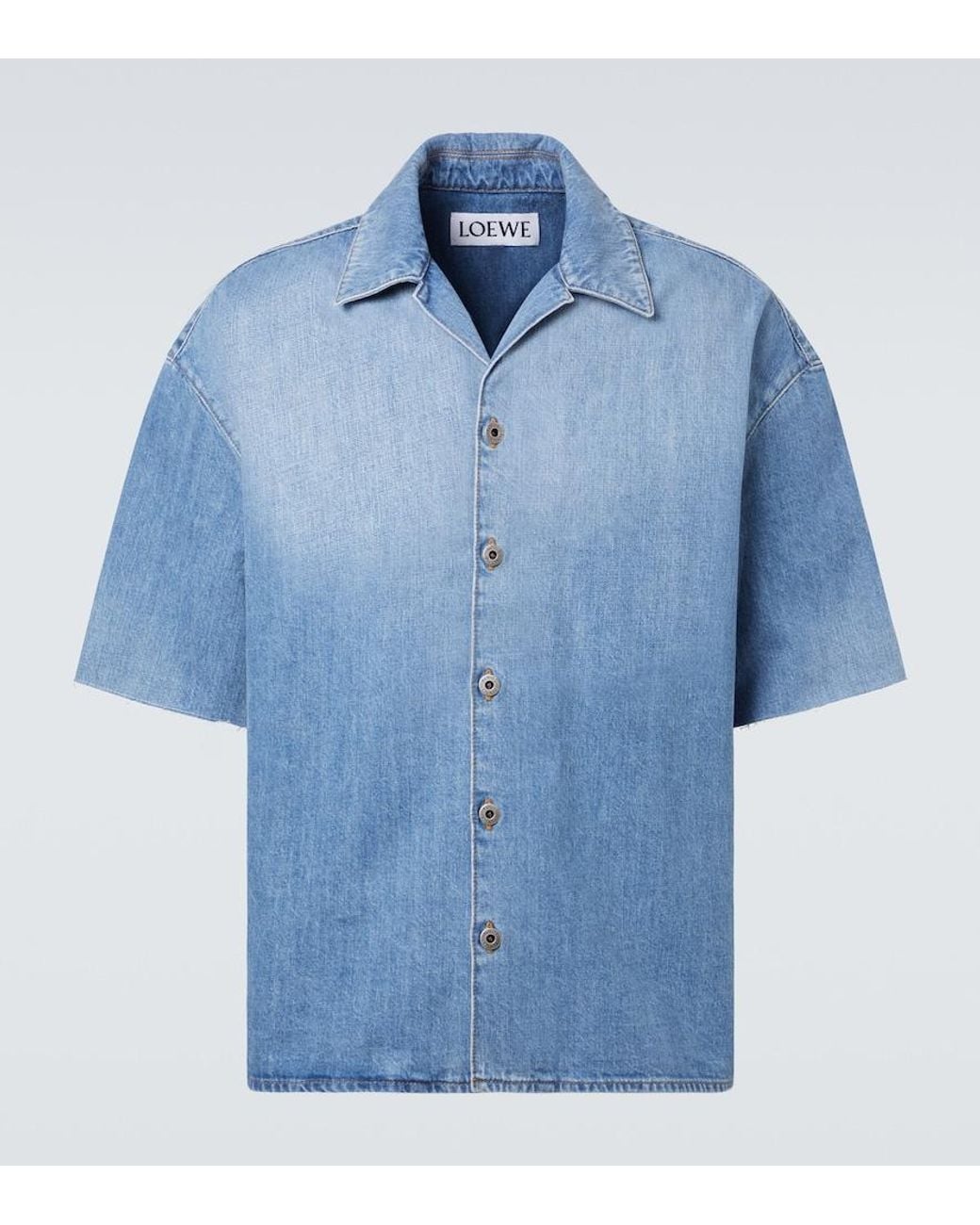 Loewe Blue Anagram Denim Bowling Shirt for men