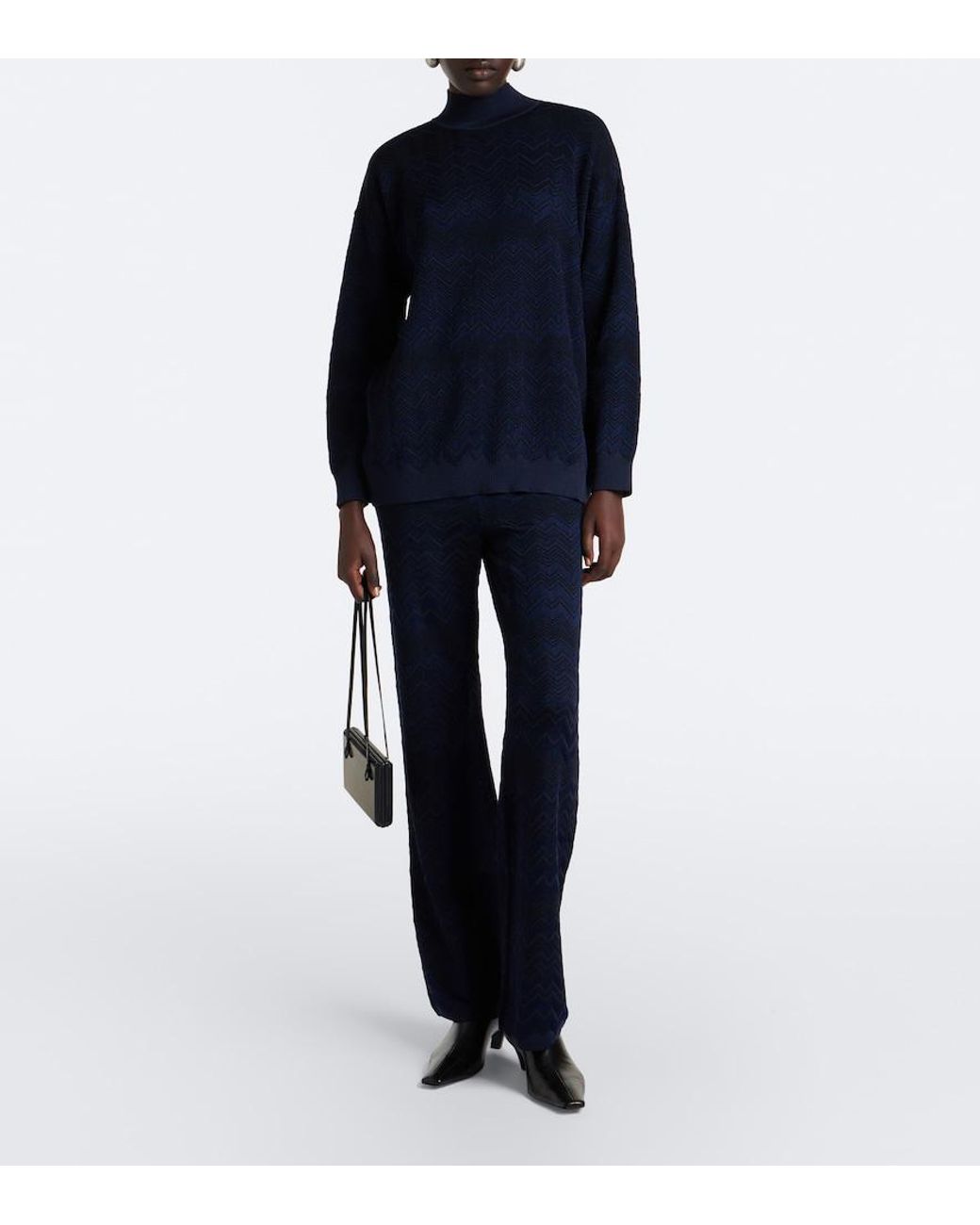 Missoni Blue Zigzag High Neck Sweater